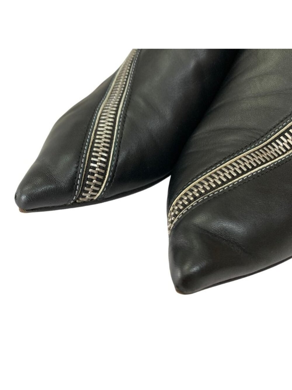 Celine Phoebe Philo Era Leather Pointed Toe Zipper Flat Shoes 36 Black - Picture 3 of 11